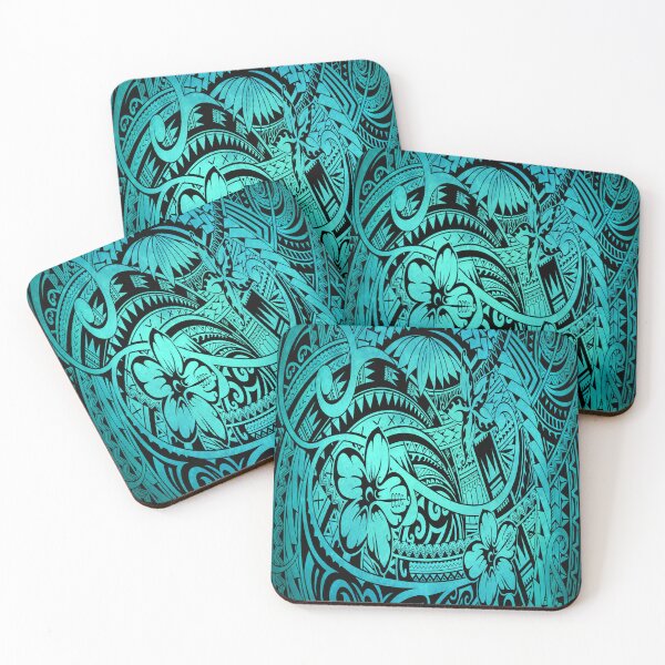 Item preview, Turquoise Polynesian Tribal Floral Design designed and sold by artistwill.