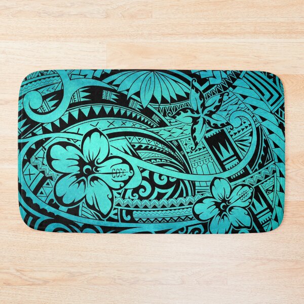 Item preview, Turquoise Polynesian Tribal Floral Design designed and sold by artistwill.