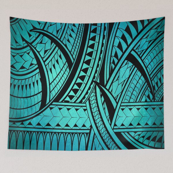 Item preview, Teal Polynesian Flow Tribal Pattern designed and sold by artistwill.