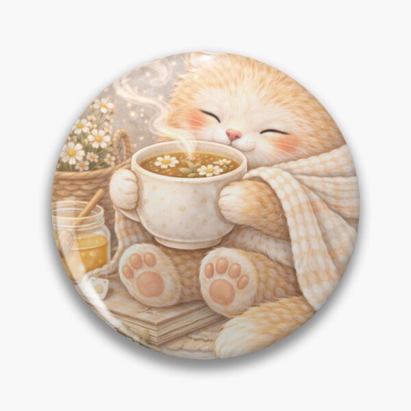 Item preview, Cozy Tea Cat ☕ | Comfort Sticker Drop designed and sold by Harvestmoon21.