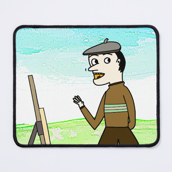 Item preview, "Cartoon Artist with Easel in Stylized Landscape" designed and sold by nighttime1990.