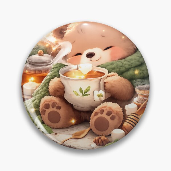 Item preview, Cozy Tea Bear Sticker ☕| Soft Comfort Vibes designed and sold by Harvestmoon21.