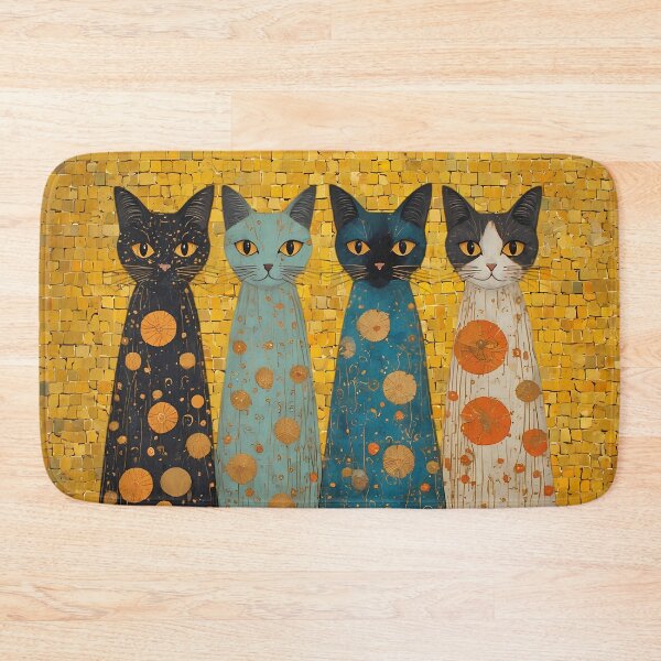 Item preview, Golden Art Nouveau Cats Illustration, Elegant Klimt Inspired Cat Wall Art designed and sold by JawKneeArt.