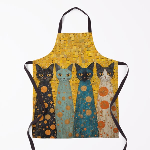 Item preview, Golden Art Nouveau Cats Illustration, Elegant Klimt Inspired Cat Wall Art designed and sold by JawKneeArt.