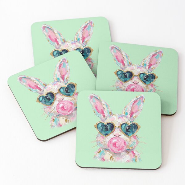 Item preview, Funny Bubblegum Bunny with Heart-Shaped Sunglasses designed and sold by MMPrintsDesign.