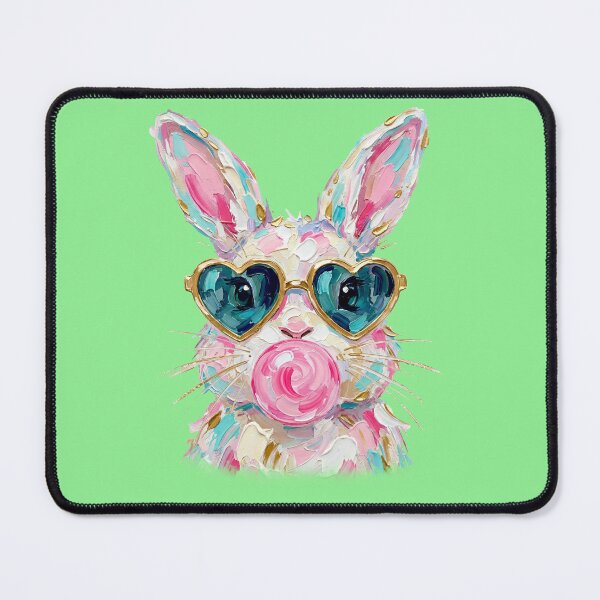 Item preview, Funny Bubblegum Bunny with Heart-Shaped Sunglasses designed and sold by MMPrintsDesign.