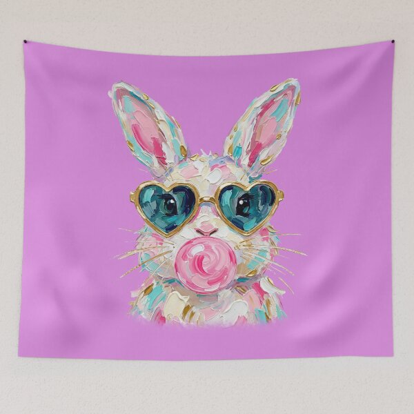 Item preview, Funny Bubblegum Bunny with Heart-Shaped Sunglasses designed and sold by MMPrintsDesign.