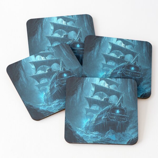 Item preview, Frozen Cursed Pirate Ship Ice Cavern Dark Fantasy Art designed and sold by Kynura.