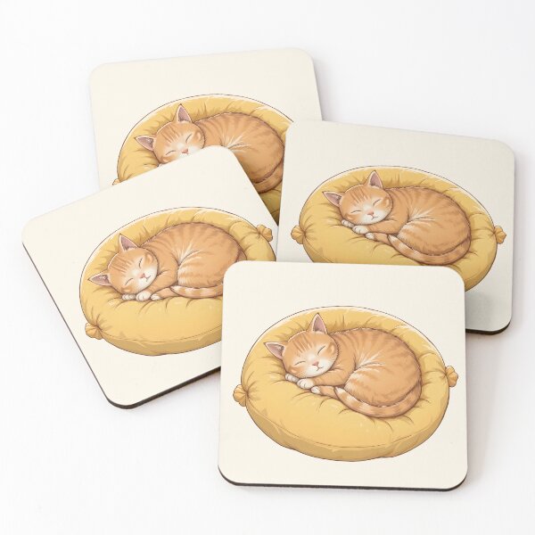 Item preview, Sleeping Cat on Lemon Pillow - Cozy Cavetown Art designed and sold by WowDezign.