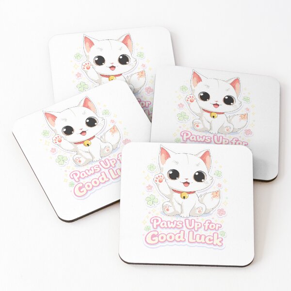 Item preview, Lucky Maneki Cat Paws Up for Good Luck Cute Kawaii Illustration Design designed and sold by imaginariumlab.
