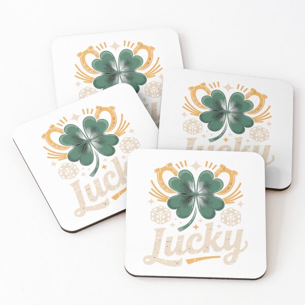 Item preview, Lucky Clover Horseshoe Dice Vintage Graphic designed and sold by SurfGlitch.