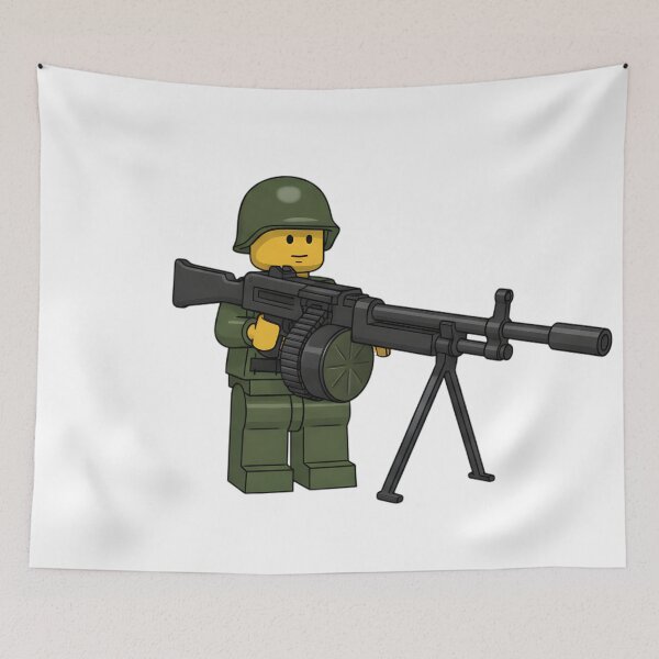 Item preview, LEGO soldier with machine gun designed and sold by Gold Phoenix Adro.