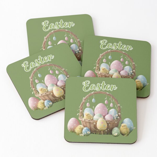 Item preview, Vintage Easter Basket with Pastel Eggs and Cute Chicks - Spring Watercolor Design. designed and sold by LunaPrintCo.