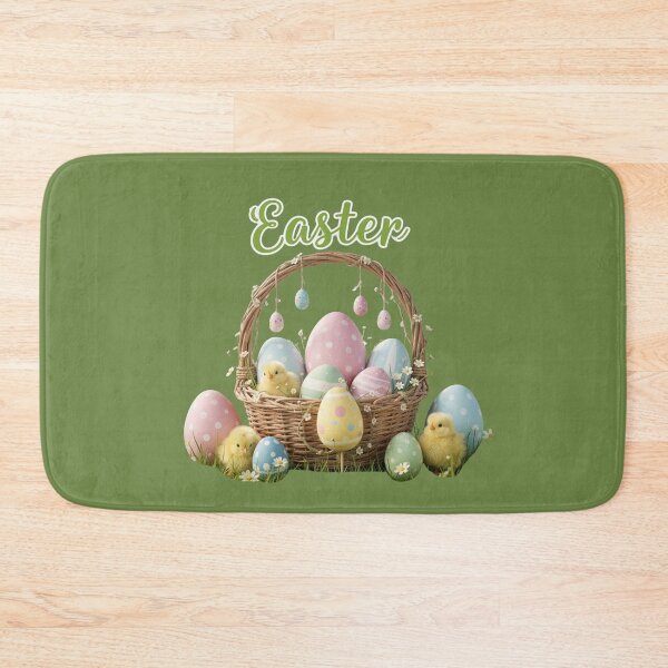 Item preview, Vintage Easter Basket with Pastel Eggs and Cute Chicks - Spring Watercolor Design. designed and sold by LunaPrintCo.