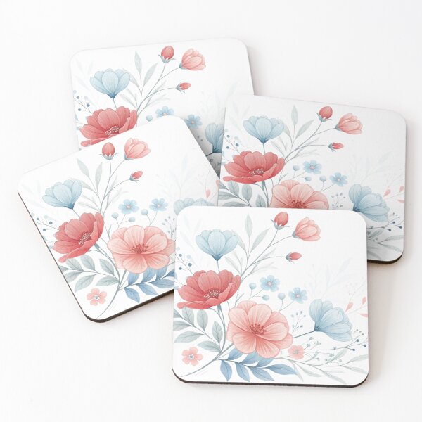 Item preview, Soft Pastel Red and Blue Flowers – Gentle Floral Clipart designed and sold by Erik Visnievskij.