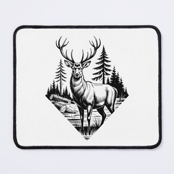 Item preview, Vintage Black And White Forest Stag Illustration designed and sold by Aesthetic Art.