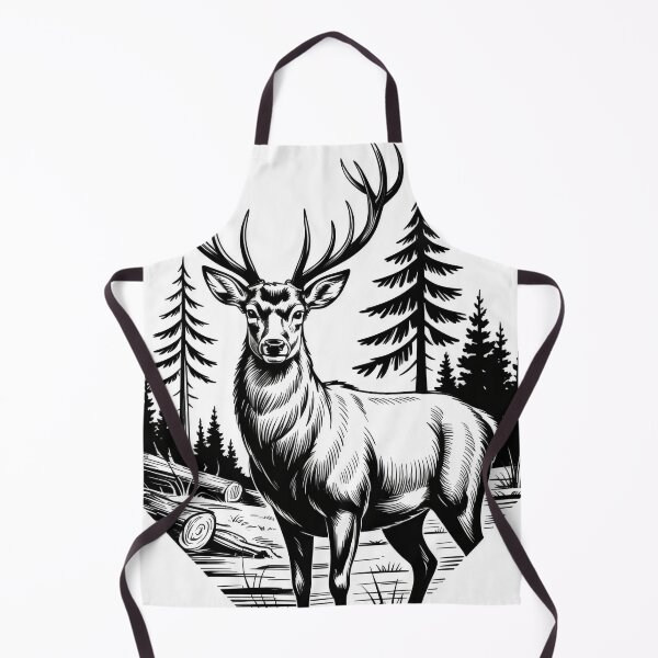 Item preview, Vintage Black And White Forest Stag Illustration designed and sold by Aesthetic Art.