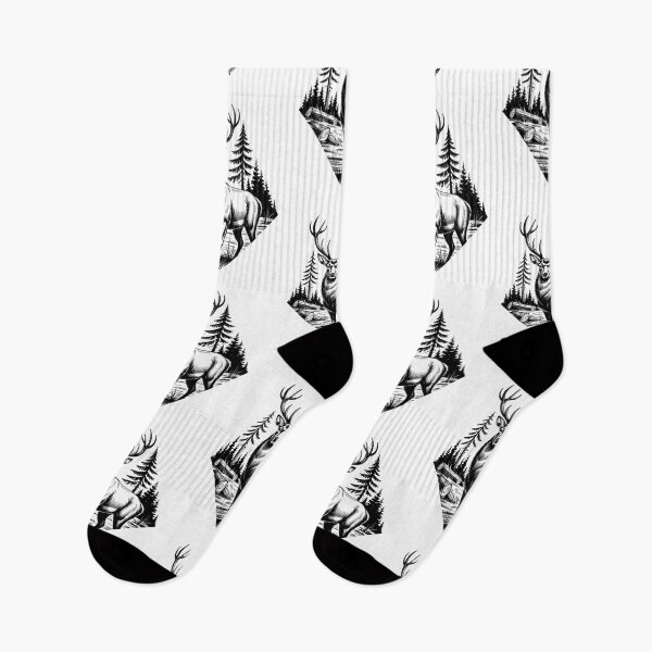 Item preview, Vintage Black And White Forest Stag Illustration designed and sold by Aesthetic Art.