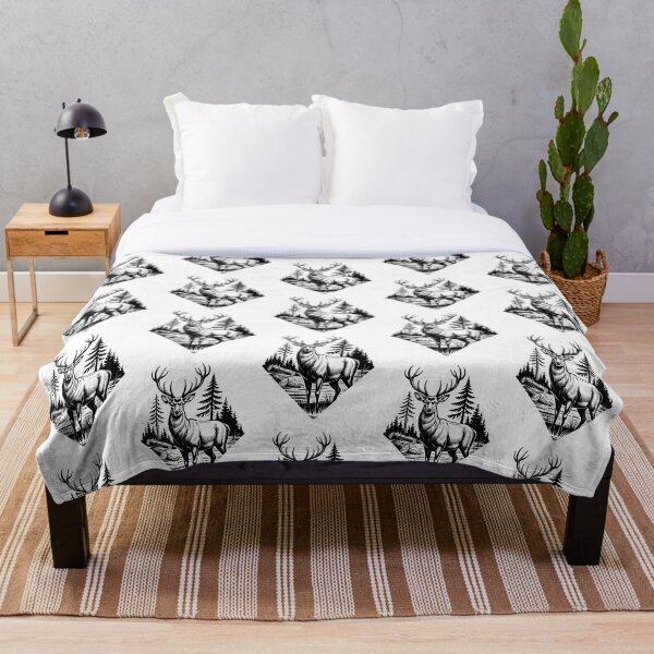 Item preview, Vintage Black And White Forest Stag Illustration designed and sold by Aesthetic Art.