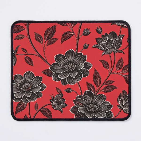 Item preview, Black Flowers on Red – Seamless Bold Floral Pattern designed and sold by Erik Visnievskij.