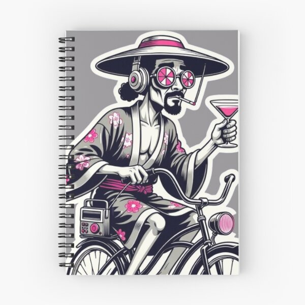 Item preview, “Happy Holidizzle From the Multidimensional Doggfather: Cosmic Chill on Two Wheels” Grey Background  designed and sold by Print Fiction.