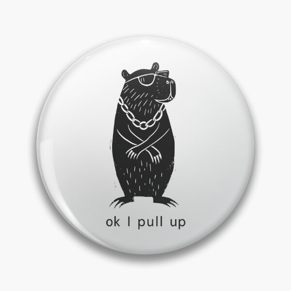 Item preview, Capybara Ok I pull up meme illustration block print style drawing designed and sold by rasaaa.