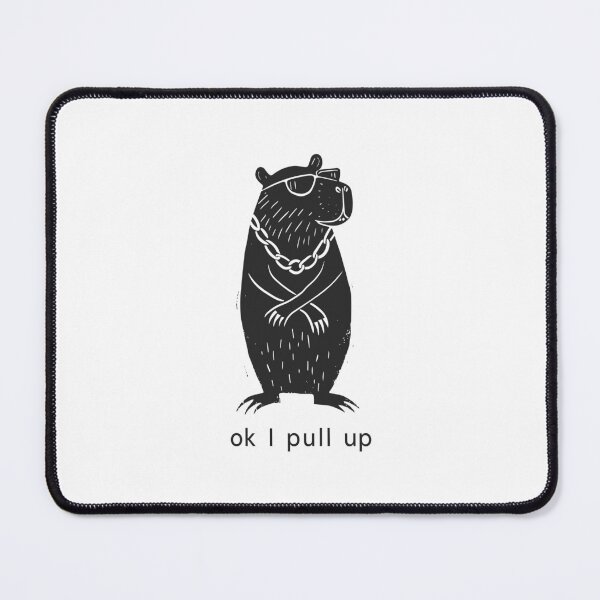 Item preview, Capybara Ok I pull up meme illustration block print style drawing designed and sold by rasaaa.