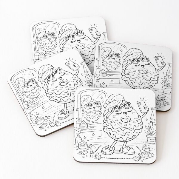 Item preview, Self-Care Donut – Bathroom Glam Selfie | Funny Spa Day Line Art designed and sold by ComedyInkFactor.