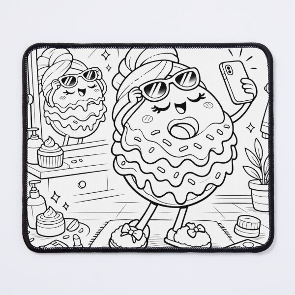Item preview, Self-Care Donut – Bathroom Glam Selfie | Funny Spa Day Line Art designed and sold by ComedyInkFactor.