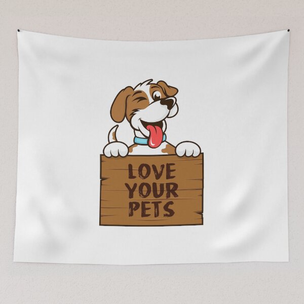 Item preview, Cute Dog Holding “Love Your Pets” Sign Cartoon Vector Illustration designed and sold by Oblique21.