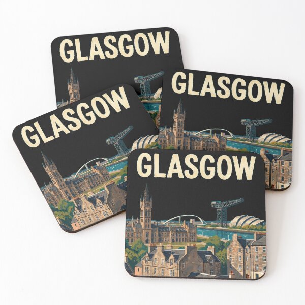 Item preview, Glasgow City Skyline Vintage Travel Poster Scottish Landmark Art designed and sold by Loom on the Loch.