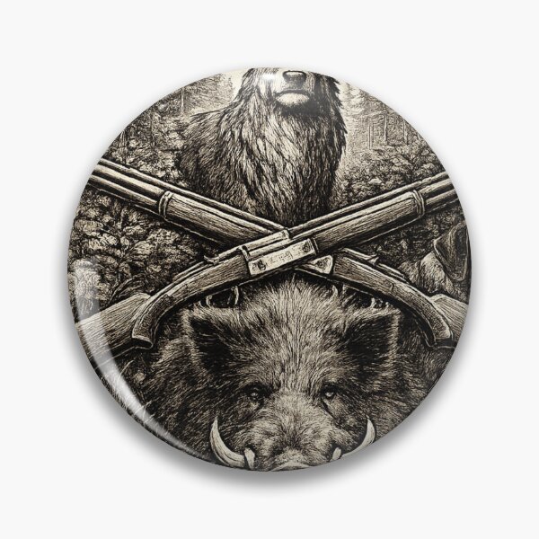 Item preview, Classic Hunter Forest Design – Deer Antlers, Boar and Hunting Gear Engraving  Style Artwork designed and sold by RolMerch.