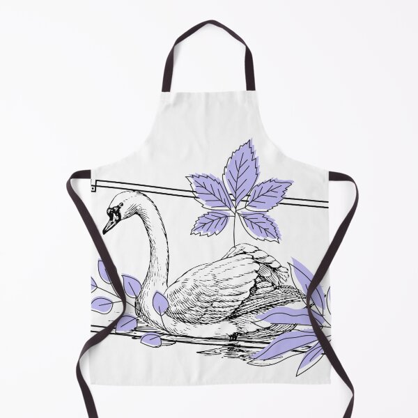 Item preview, Majestic Swan and Lavender Leaves - Linework Illustration designed and sold by Kanniax.