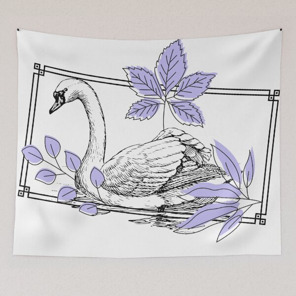 Item preview, Majestic Swan and Lavender Leaves - Linework Illustration designed and sold by Kanniax.