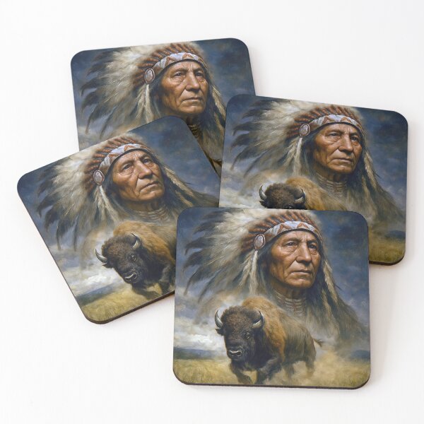 Item preview, Native American Chief and Buffalo designed and sold by Maria Dryfhout.