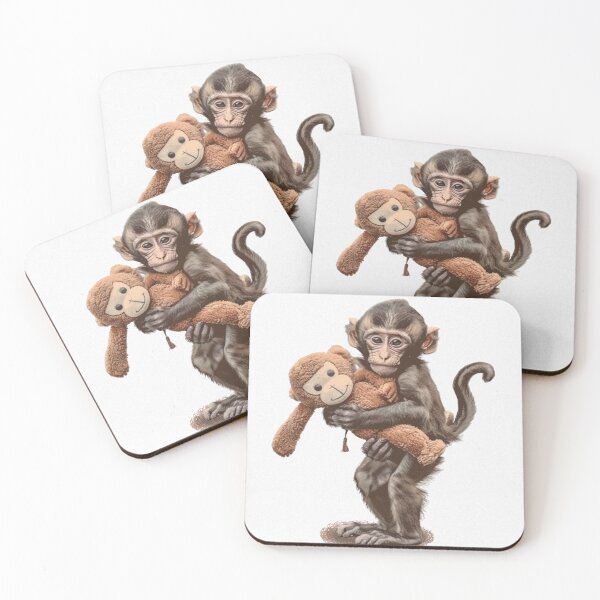 Item preview, Baby Monkey Hugging Plush T-Shirt, Cute Lonely Monkey Graphic Tee, Emotional Animal Lover Shirt, Vintage Style Gift designed and sold by HavArt.
