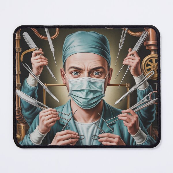 Item preview, Slightly caricatured portrait of a surgeon doctor. designed and sold by Lilashakti ⭐️ ⭐️ ⭐️ ⭐️ ⭐️.