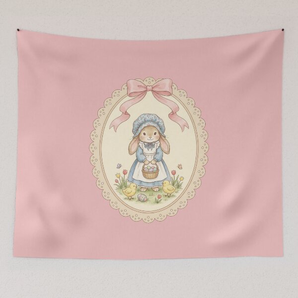 Item preview, Vintage Easter Bunny in Bonnet – Pastel Spring Cottagecore Oval Illustration designed and sold by M&A Design House.