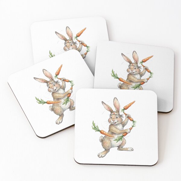 Item preview, Funny Watercolor Ninja Bunny Juggling Carrots designed and sold by IriArt-Designs.
