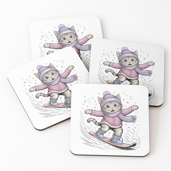 Item preview, Vintage Snowboarding Cat Illustration designed and sold by WikaKowalczyk.