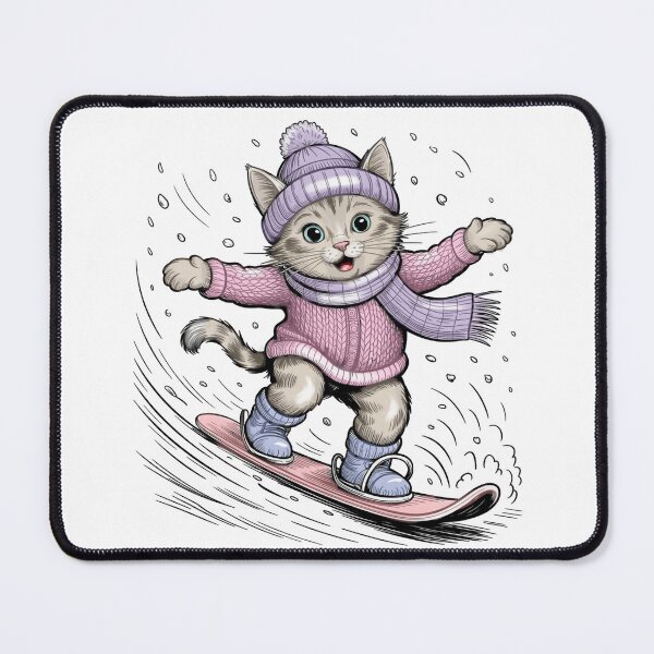 Item preview, Vintage Snowboarding Cat Illustration designed and sold by WikaKowalczyk.