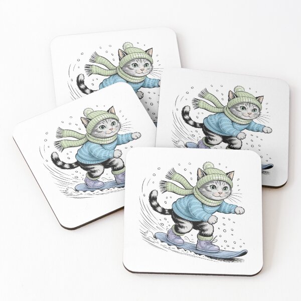 Item preview, Vintage Snowboarding Cat Illustration designed and sold by WikaKowalczyk.