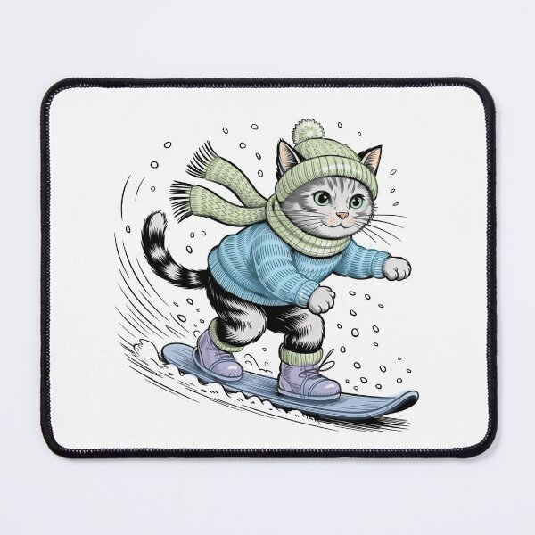 Item preview, Vintage Snowboarding Cat Illustration designed and sold by WikaKowalczyk.