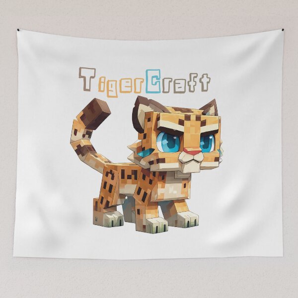 Item preview, TigerCraft Minecraft Tiger - Cute Blocky Lego Style Art Print designed and sold by DesignArtist.ia.