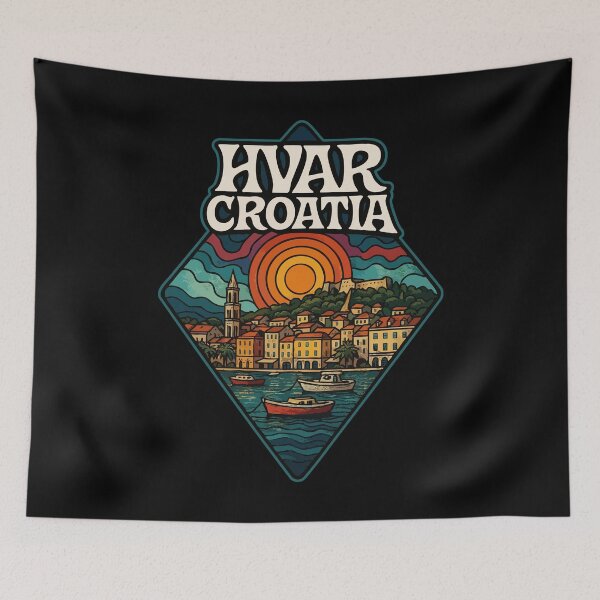 Item preview, Hvar Croatia Trippy Art Travel designed and sold by TomFrontierArt.