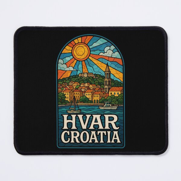 Item preview, Hvar Croatia Retro Stained Glass Art Travel designed and sold by TomFrontierArt.