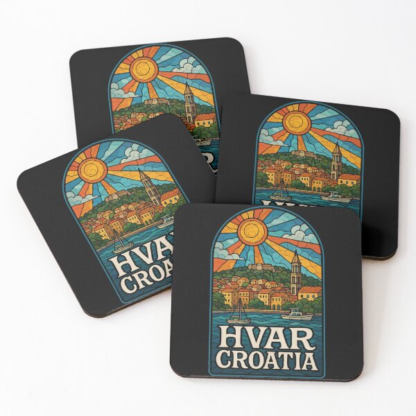 Item preview, Hvar Croatia Retro Stained Glass Art Travel designed and sold by TomFrontierArt.