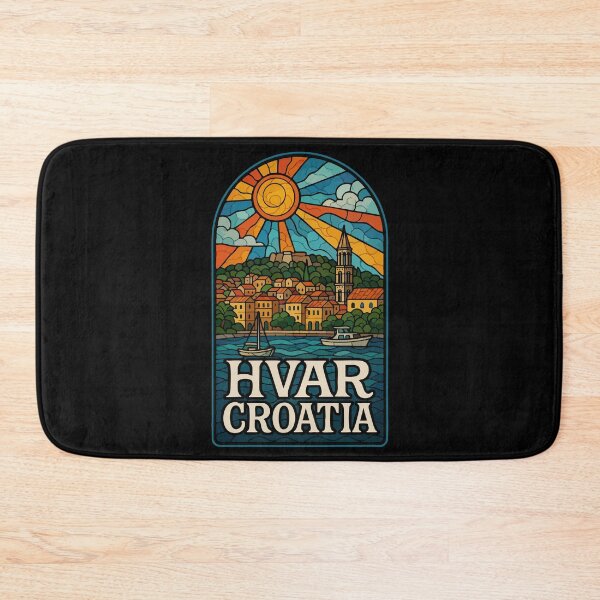 Item preview, Hvar Croatia Retro Stained Glass Art Travel designed and sold by TomFrontierArt.
