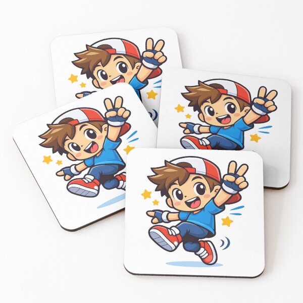 Item preview, Cute Gamer Boy Cartoon Character Peace Sign Kawaii Gaming Illustration designed and sold by YK SHOP.