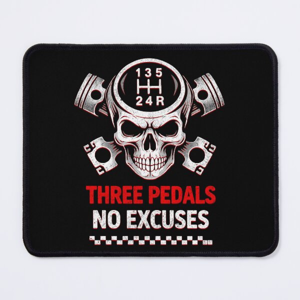Item preview, Three Pedals No Excuses Manual Transmission Skull Stick Shift Gear Head Car Enthusiast Racing designed and sold by CarantinedChaos.